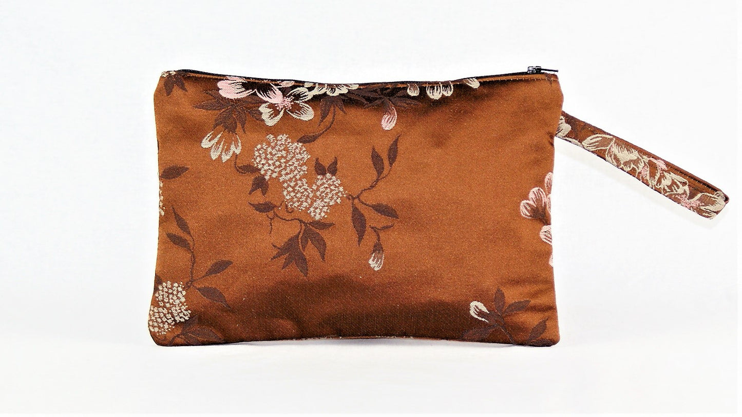 Pochette Japanese flower brown/pink
