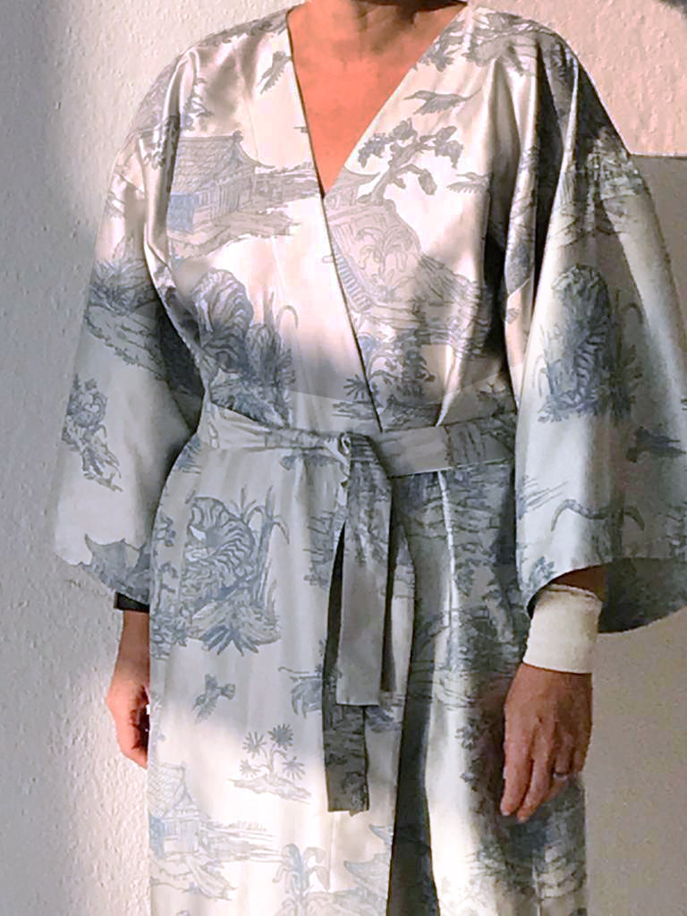 Vestaglia Kimono disegno Toile de Jouy