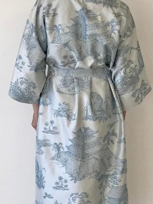 Vestaglia Kimono disegno Toile de Jouy