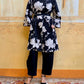Cappotto Kimono Fiore grande black/white