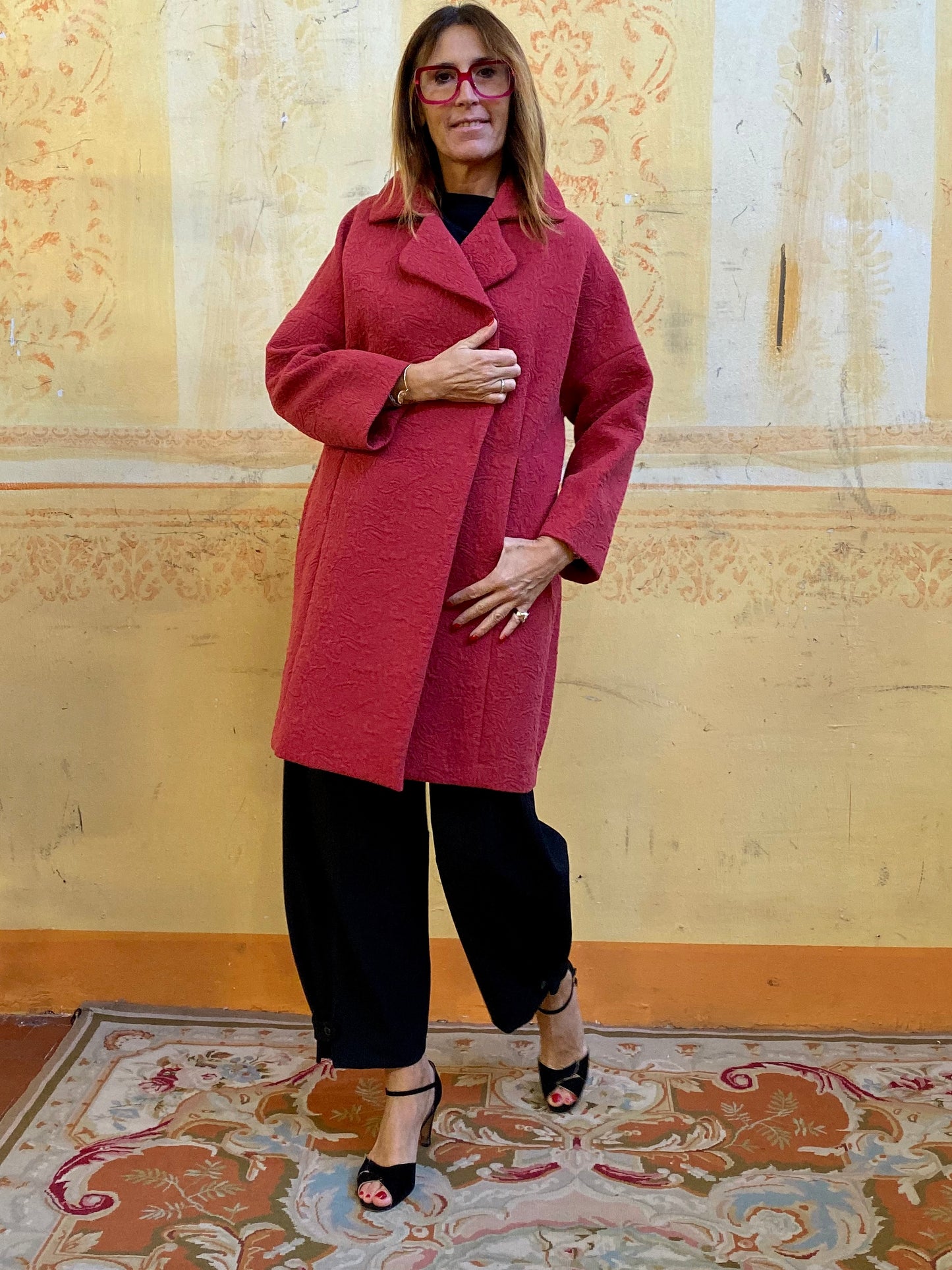 Cappotto matelassè rosso geranio